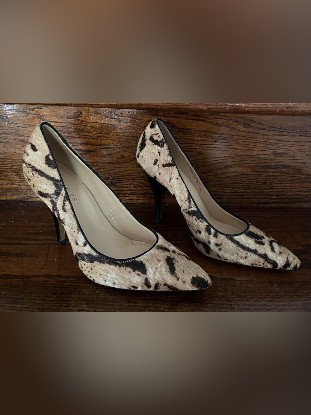 Talbots Collection Calf Hair Animal Print Pointed Toe Pumps Heels Women’s 8B